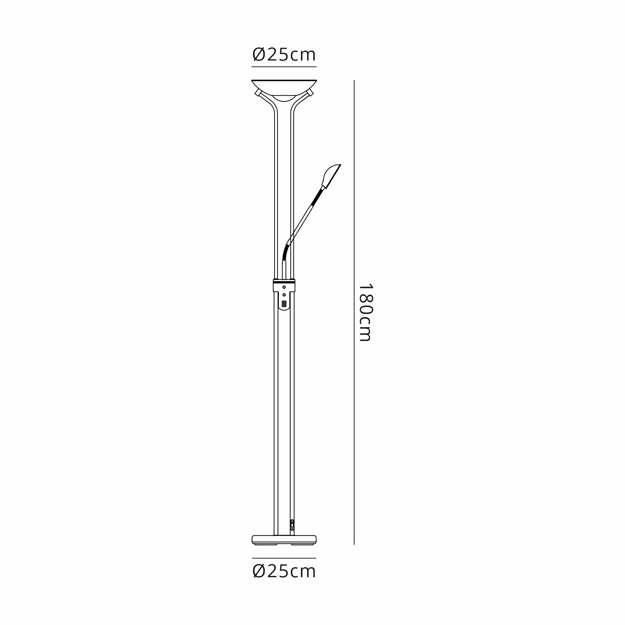 D0826SN  Brazier 180cm Floor Lamp With USB 2.1 mAh Socket, 20+5W LED, 3000K Touch Dimmer, Satin Nickel